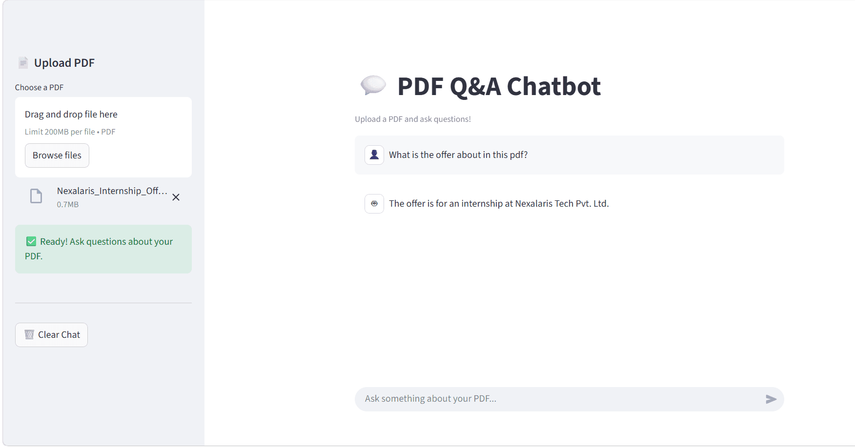 PDF Q&A Assistant landing page